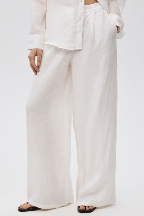 широкие брюки изо льна от бренда снежная королева вид слева