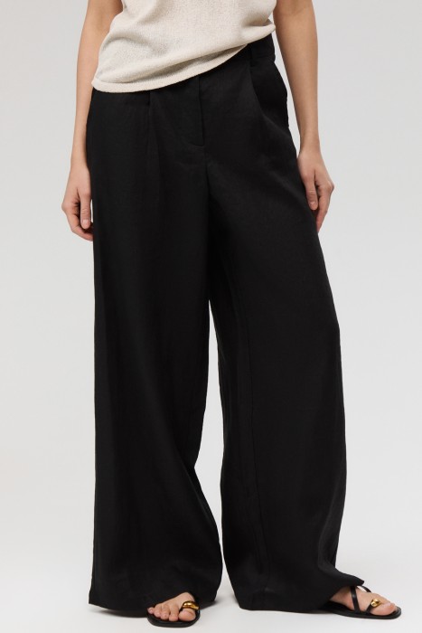 широкие брюки изо льна от бренда снежная королева вид слева