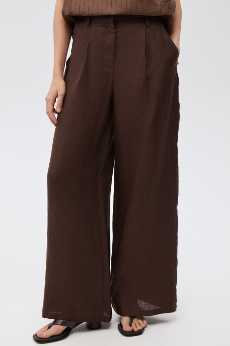широкие брюки изо льна от бренда снежная королева вид слева