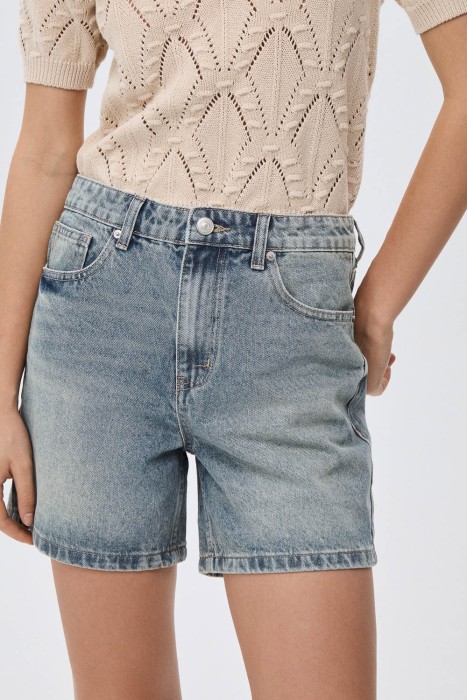 шорты из денима от бренда снежная королева вид слева