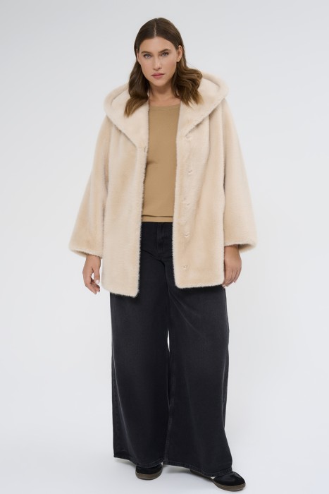 шуба из искусственного меха с капюшоном 738776003 фотография