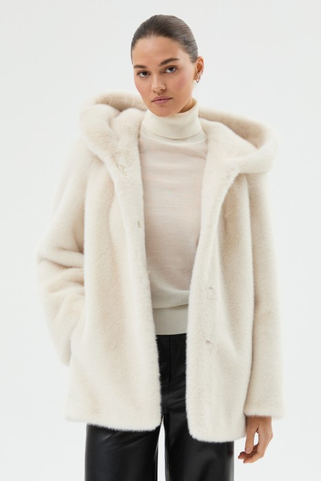 шуба из искусственного меха с капюшоном 783189003 фотография