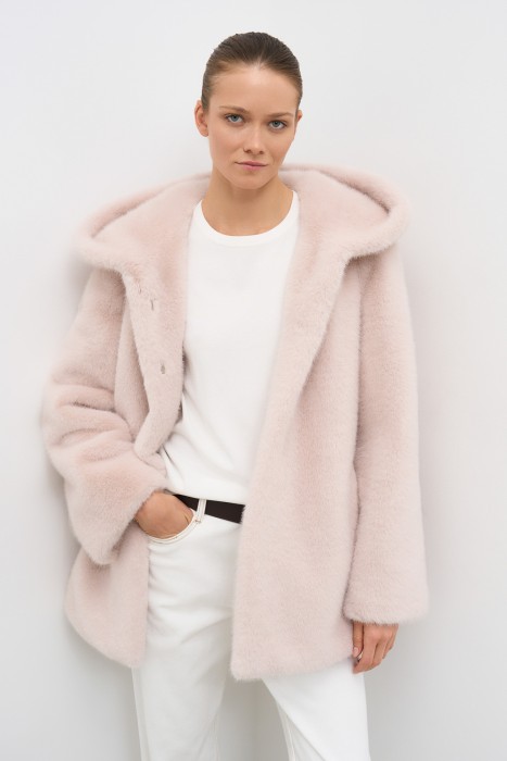 шуба из искусственного меха с капюшоном 783188003 фотография