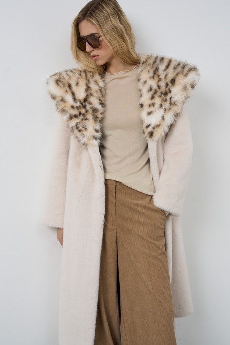 шуба из искусственного меха с поясом 791364003 фотография