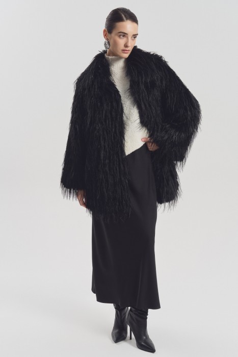 шуба из искусственного меха с поясом 792865003 фотография