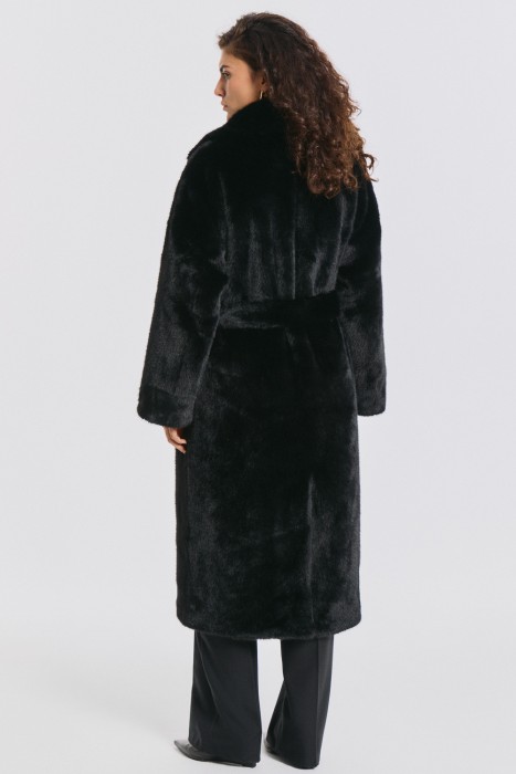 шуба из искусственного меха с поясом по цене 12530 руб вид справа