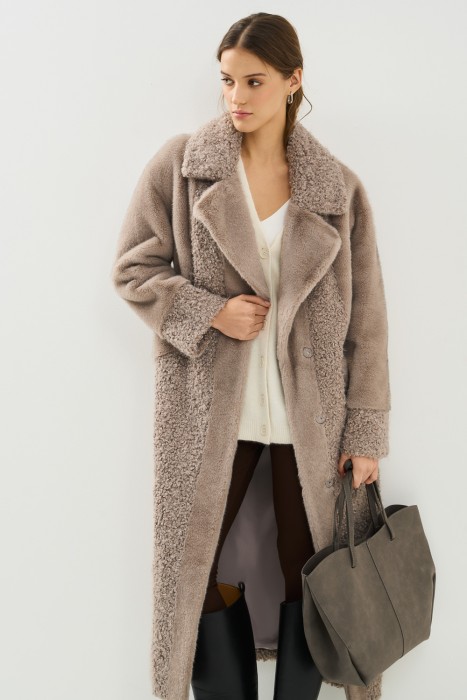 шуба из искусственного меха с поясом 791101003 фотография