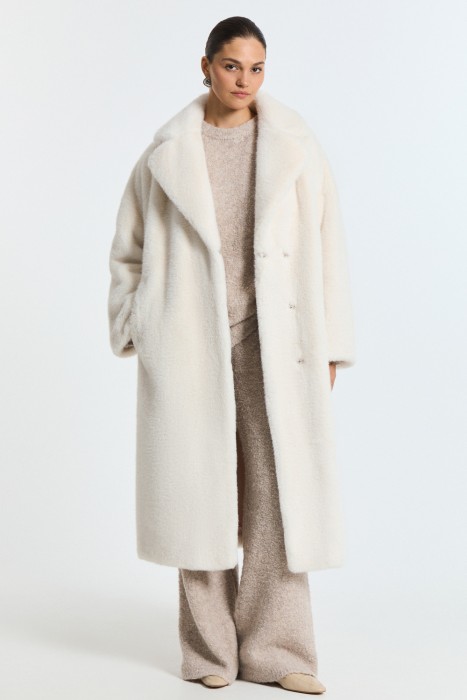 шуба из искусственного меха с поясом 791177003 фотография