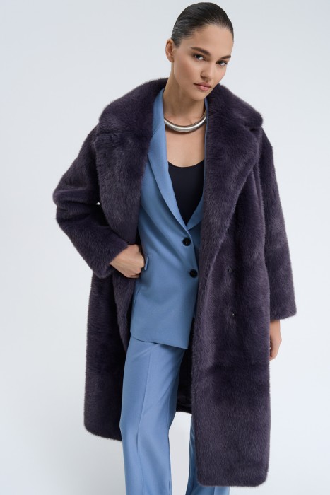 шуба из искусственного меха с поясом 733262003 фотография