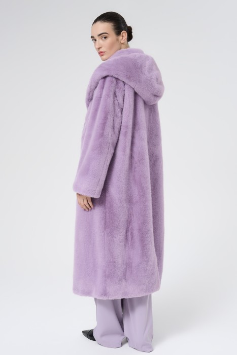 шуба из искусственного меха с поясом по цене 6470 руб вид справа