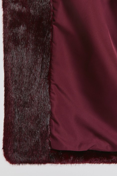 шуба из искусственного меха с поясом из россии вид сбоку