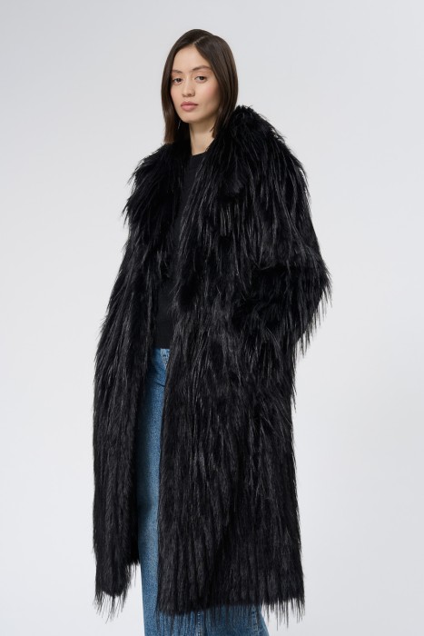 шуба из искусственного меха с поясом 724805003 фотография