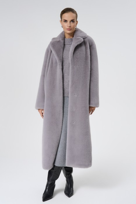 шуба из искусственного меха с поясом 723925003 фотография