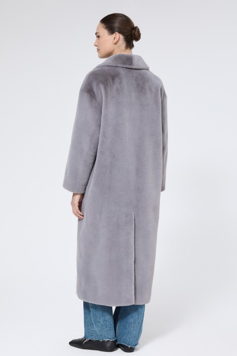 шуба из искусственного меха с поясом по цене 11510 руб вид справа