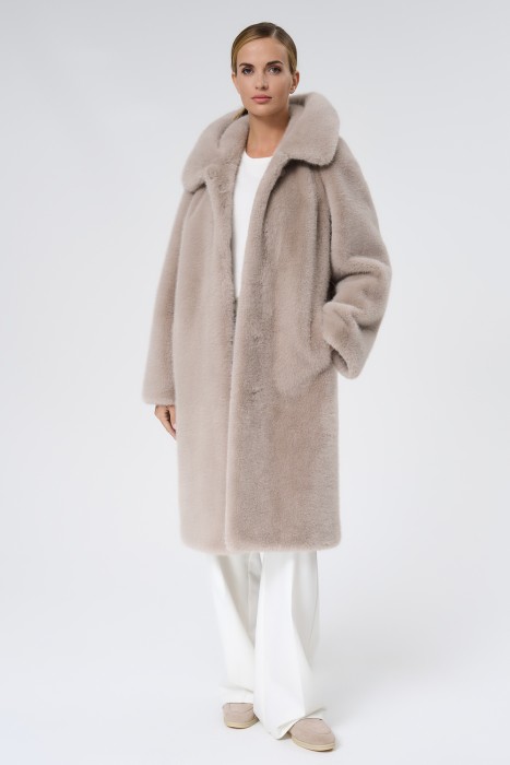 шуба из искусственного меха с поясом 740226003 фотография