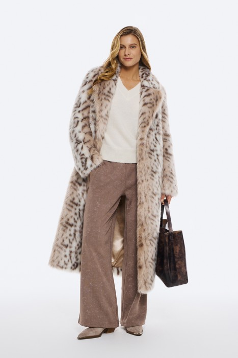 шуба из искусственного меха с поясом 738764003 фотография