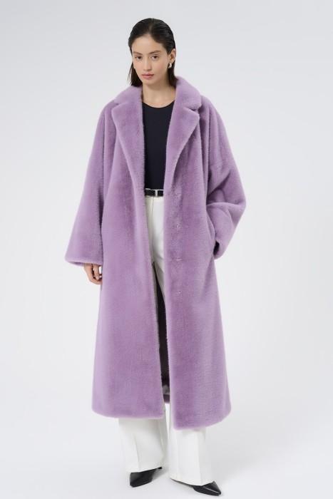 шуба из искусственного меха с поясом 738770003 фотография