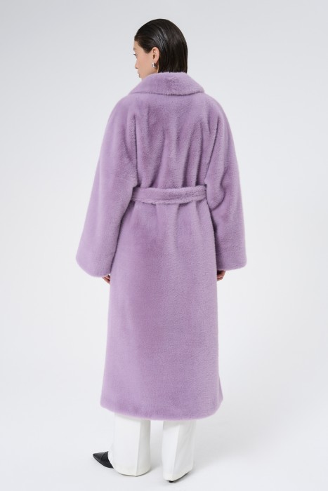 шуба из искусственного меха с поясом по цене 11510 руб вид справа