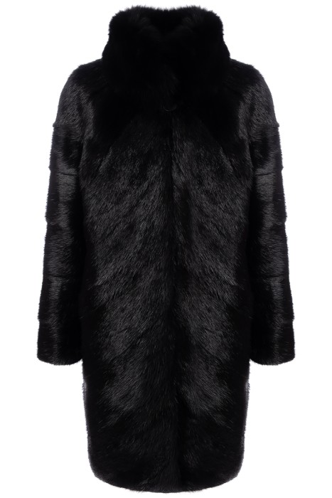 шуба из меха нутрии и отделкой мехом песца 788753003 фотография