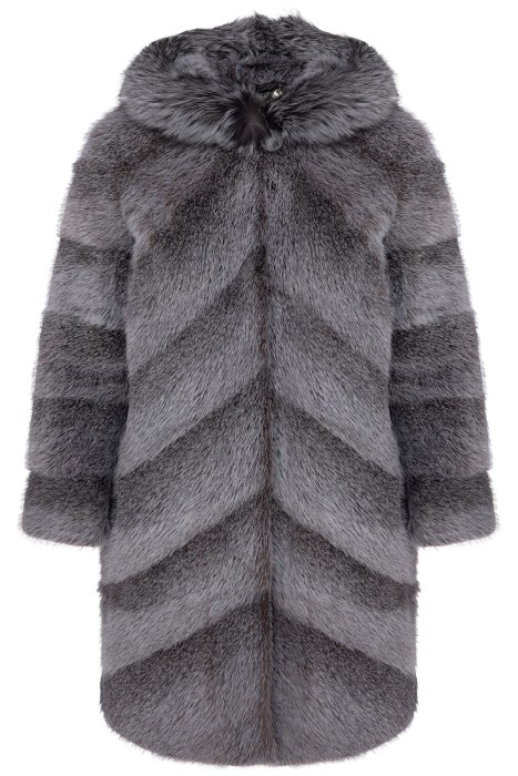 шуба из меха нутрии и отделкой мехом песца 788759003 фотография