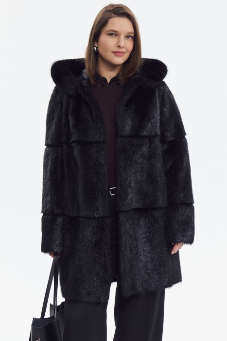 шуба из меха нутрии с капюшоном 795368003 фотография