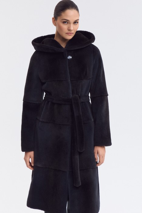 шуба из меха нутрии с капюшоном 795366003 фотография