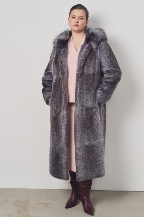 шуба из нутрии с капюшоном 795369003 фотография