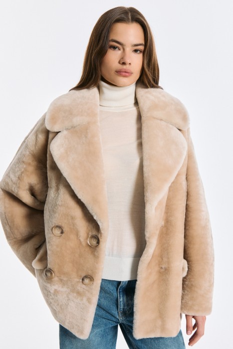 шуба из овчины с английским воротником 785684003 фотография