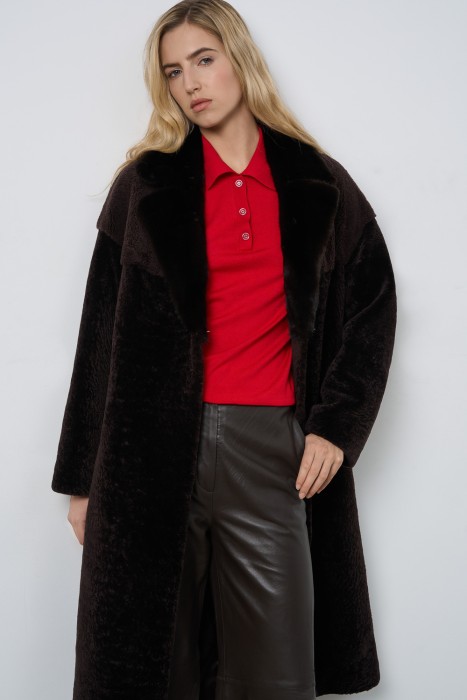 шуба из овчины с норковой отделкой 792176003 фотография