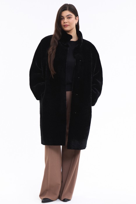 шуба из овчины с отделкой мехом норки 792177003 фотография