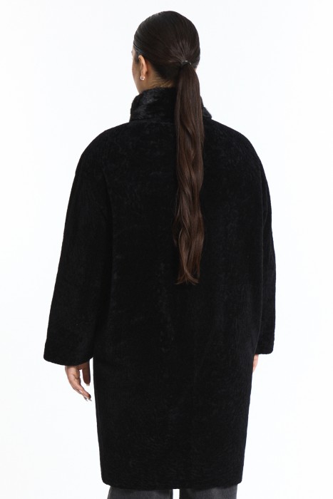 шуба из овчины с отделкой мехом норки по цене 68010 руб вид справа