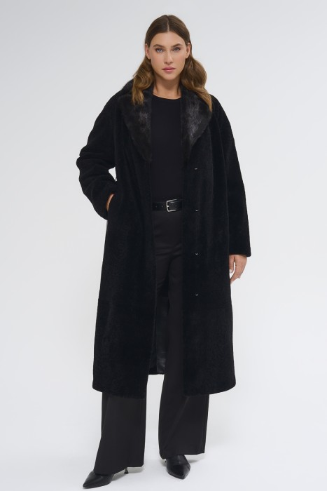шуба из овчины с отделкой мехом норки 737727003 фотография