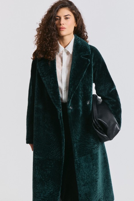 шуба из овчины с поясом 795798003 фотография