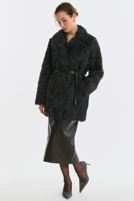 шуба из овчины с поясом 795845003 фотография