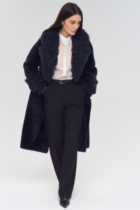 шуба из овчины с поясом 795840003 фотография