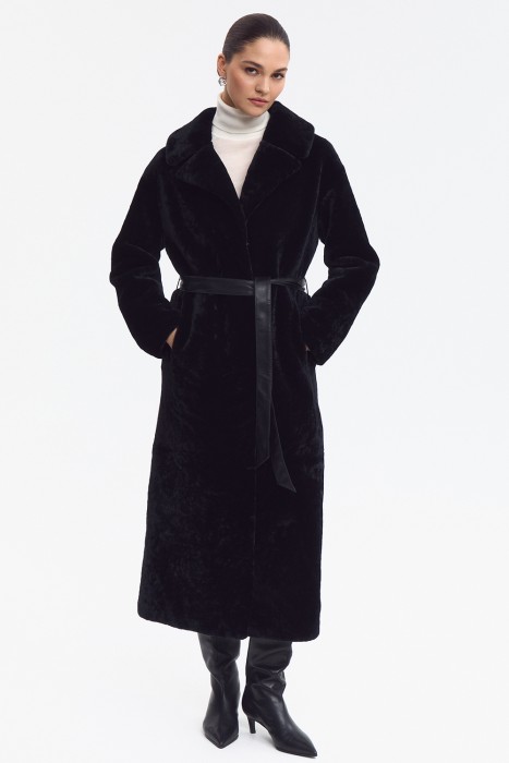 шуба из овчины с поясом 785342003 фотография