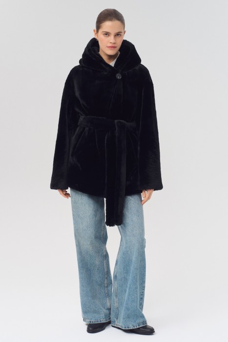 шуба из овчины с поясом 797097003 фотография