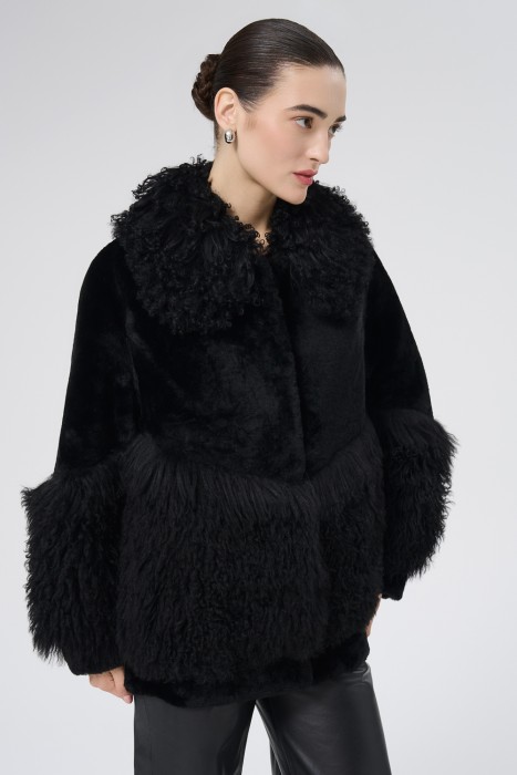 шуба из овчины от бренда снежная королева вид слева