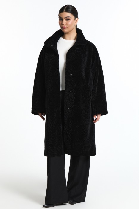 шуба из овчины от бренда снежная королева вид слева