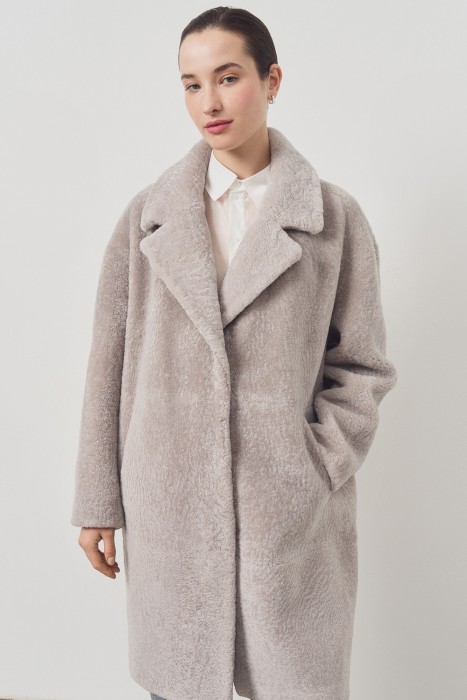 шуба из овчины из россии вид сбоку