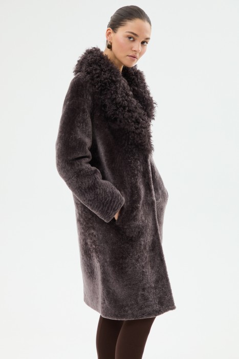 шуба из овчины из россии вид сбоку