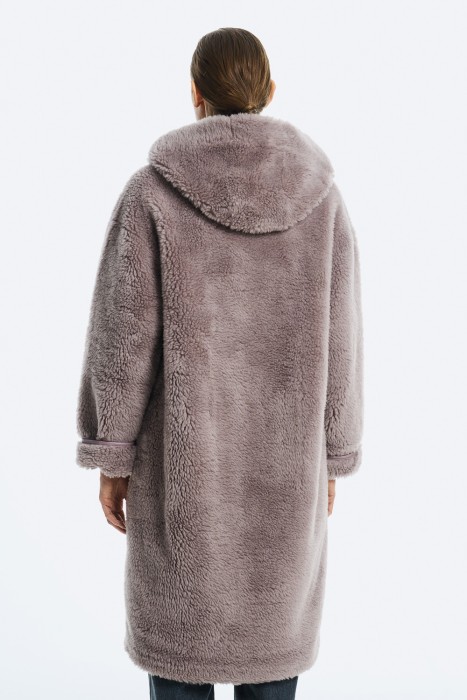 шуба из овечьей шерсти с капюшоном по цене 12230 руб вид справа