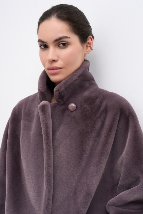 шуба из шерсти кролика из россии вид сбоку