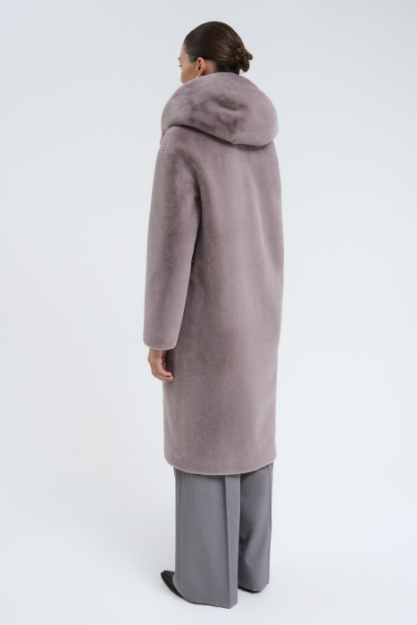 шуба из шерсти кролика из россии вид сбоку