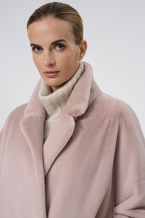 шуба из шерсти кролика из россии вид сбоку