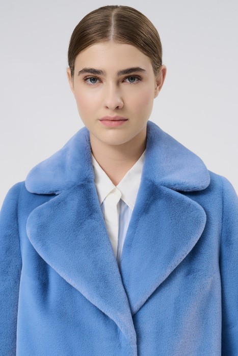 шуба из шерсти кролика из россии вид сбоку