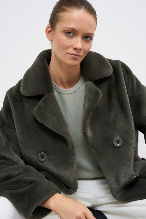 шуба из шерсти кролика из россии вид сбоку