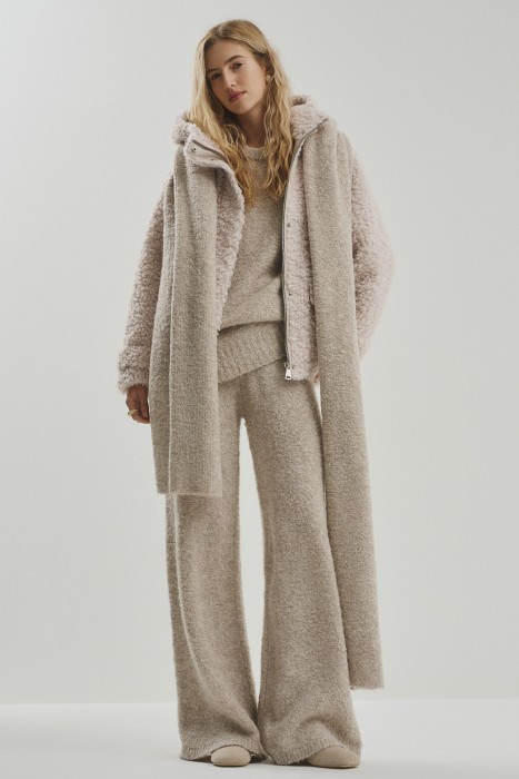 шуба из шерсти с капюшоном 789903003 фотография