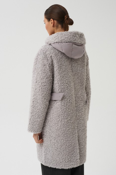 шуба из шерсти с капюшоном по цене 8150 руб вид справа