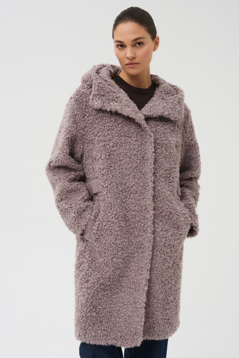 шуба из шерсти с капюшоном по цене 6870 руб вид справа